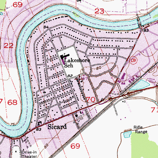 Topographic Map of Eastside Baptist Church, LA