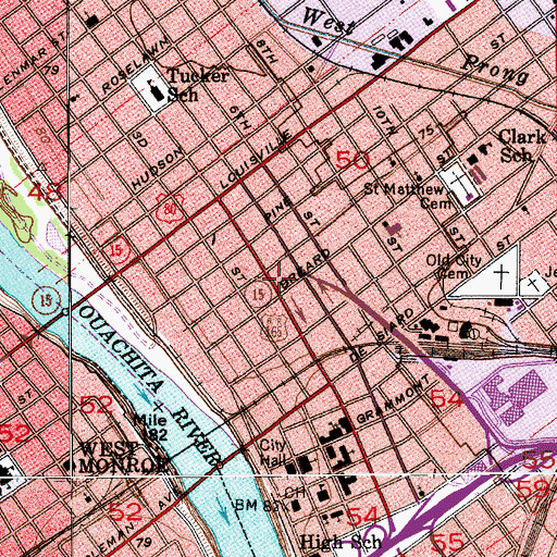 Topographic Map of Emmanuel Baptist Church, LA