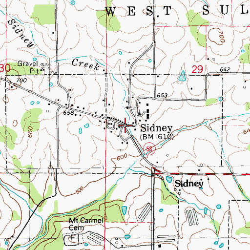 Topographic Map of Sidney, AR