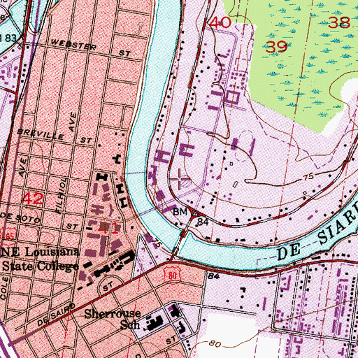 Topographic Map of Ewing Coliseum, LA