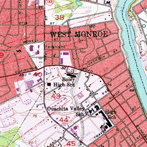 Topographic Map of Deha Vocational Technical Institute, LA