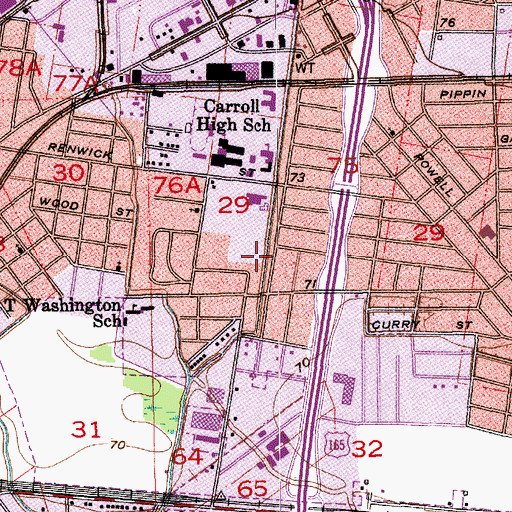 Topographic Map of Delta Area Vocational School, LA