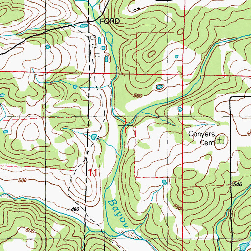 Topographic Map of Sidney Creek, AR