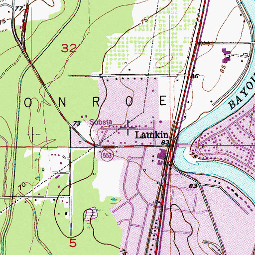 Topographic Map of Grace Missionary Baptist Church, LA