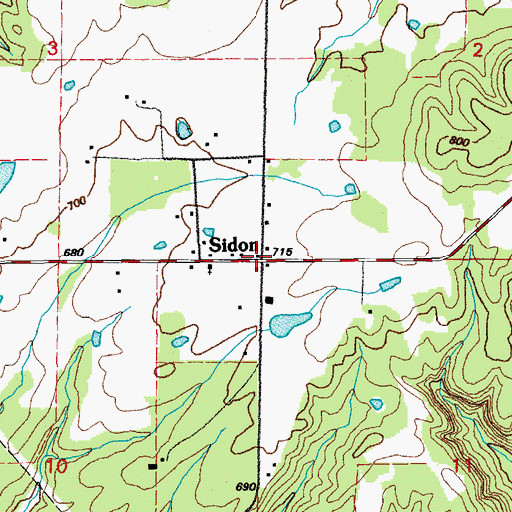 Topographic Map of Sidon, AR