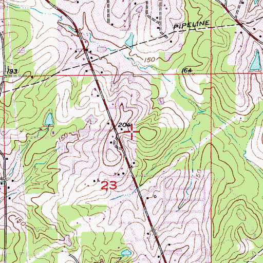 Topographic Map of Hillside Park, LA