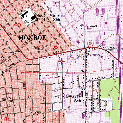 Topographic Map of Holy Ghost Temple Church of God in Christ, LA