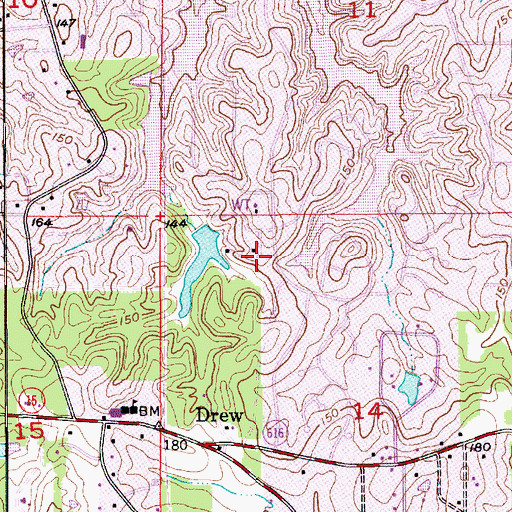 Topographic Map of Indian Lake Estates, LA