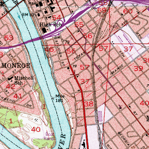 Topographic Map of Jackson Street Church of Christ, LA