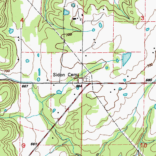 Topographic Map of Sidon Cemetery, AR