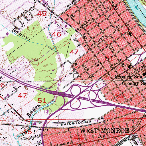 Topographic Map of Kingdom Hall of Jehovahs Witnesses, LA