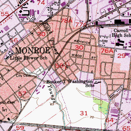 Topographic Map of Kingdom Hall of Jehovahs Witnesses, LA
