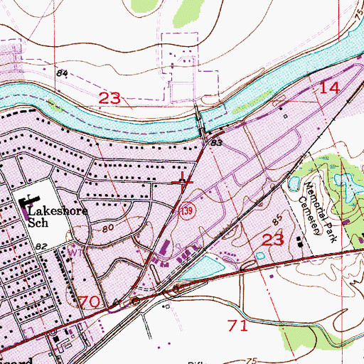 Topographic Map of Lakeshore, LA