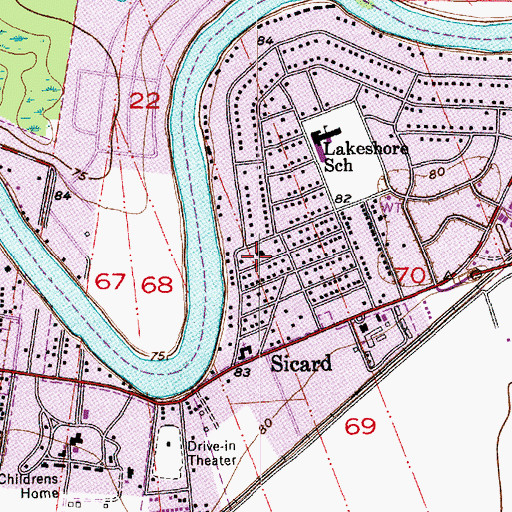 Topographic Map of Lakeshore Baptist Church, LA