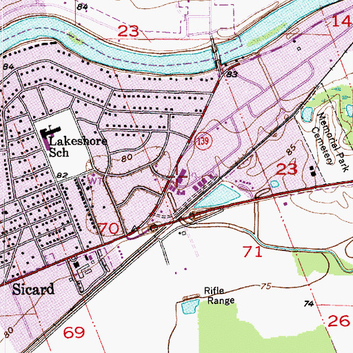 Topographic Map of Lakeshore Shopping Center, LA