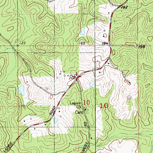 Topographic Map of Lapine, LA
