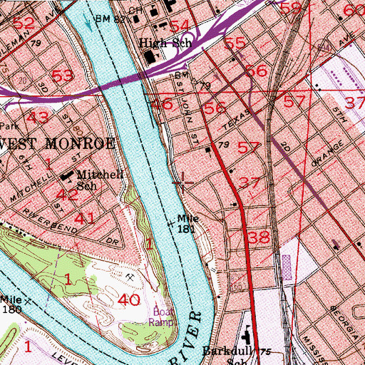 Topographic Map of Layton Castle, LA