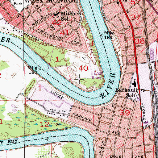 Topographic Map of Lazarres Recreation Area, LA