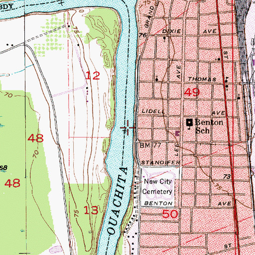 Topographic Map of Lock and Dam Number Four (historical), LA