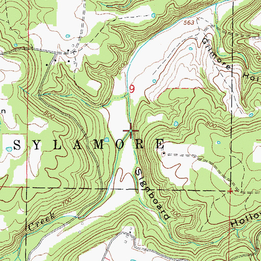 Topographic Map of Signboard Hollow, AR