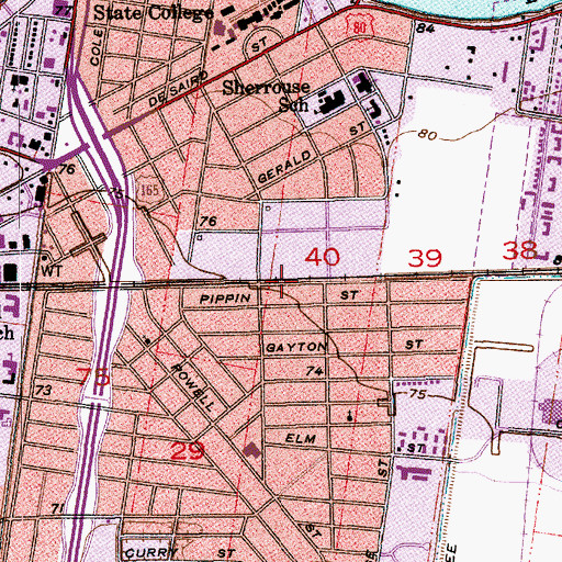 Topographic Map of Mary Gross Baptist Church, LA