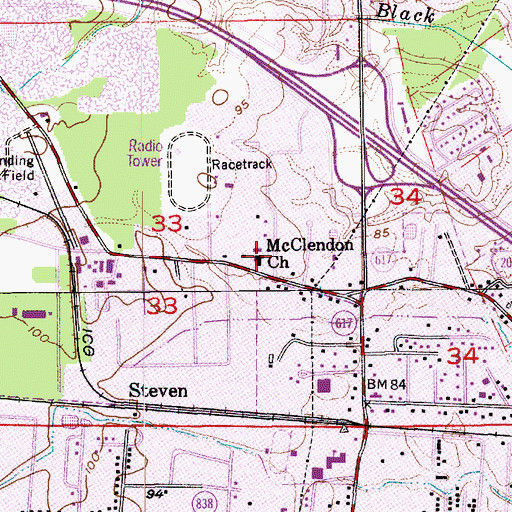 Topographic Map of McClendon Baptist Church, LA