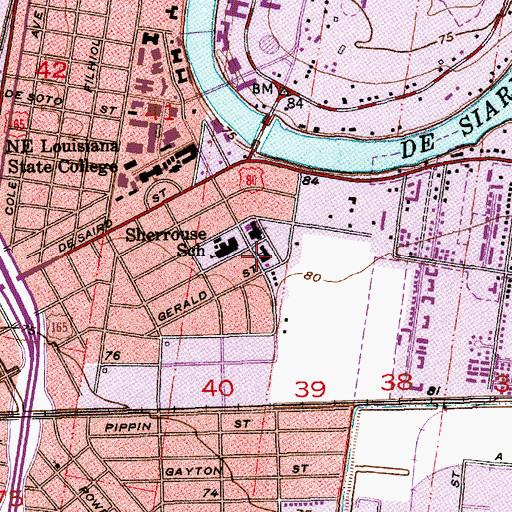 Topographic Map of Memorial United Methodist Church, LA