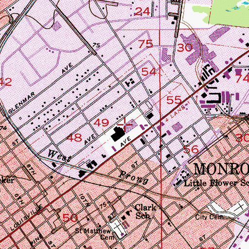 Topographic Map of Mid-City Shopping Center, LA