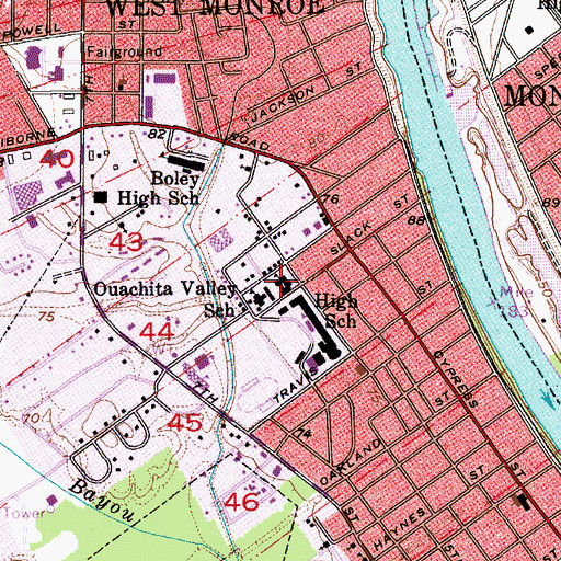 Topographic Map of Millsaps School, LA