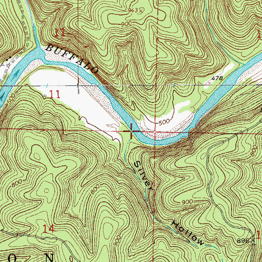 Topographic Map of Silver Hollow, AR