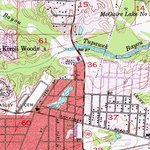 Topographic Map of Mount Gilead Baptist Church, LA