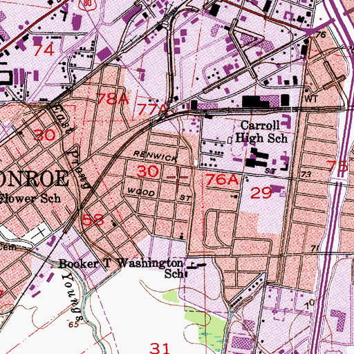 Topographic Map of Mount Olivet Baptist Church, LA