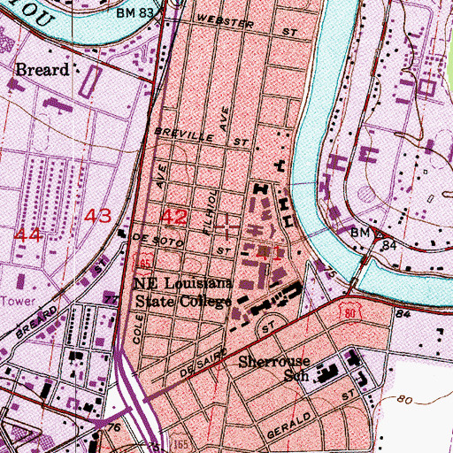 Topographic Map of Newman Catholic Center, LA