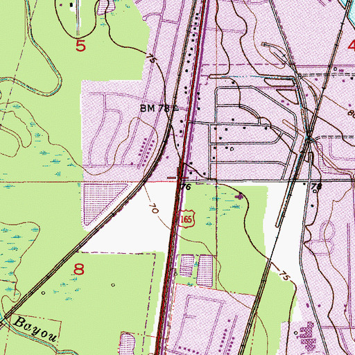 Topographic Map of North Monroe, LA