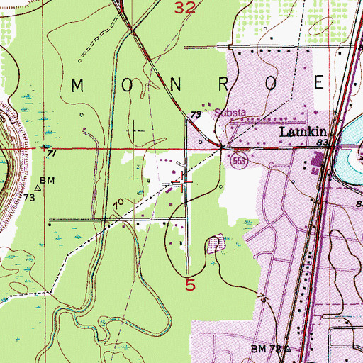 Topographic Map of Northpark Village, LA