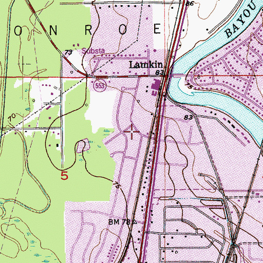 Topographic Map of Northside Terrace, LA