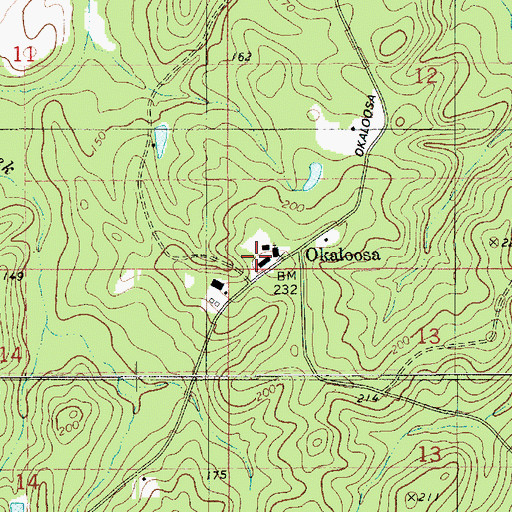 Topographic Map of Okaloosa School (historical), LA