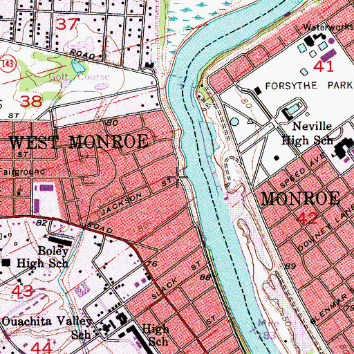 Topographic Map of Old Ten, LA