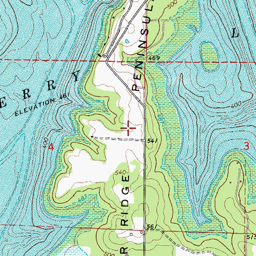 Topographic Map of Silver Ridge Peninsula, AR