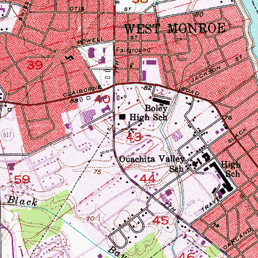 Topographic Map of Olive Branch Baptist Church, LA