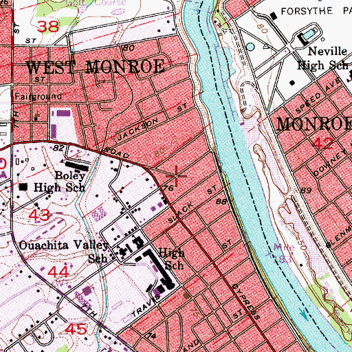 Topographic Map of Ouachita Association for Retarded Citizens School, LA