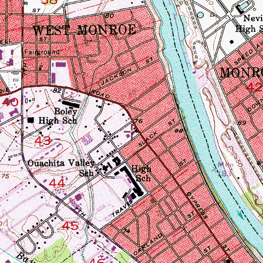 Topographic Map of Ouachita Career Center, LA