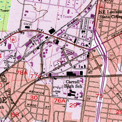 Topographic Map of Ouachita Parish Health Unit, LA