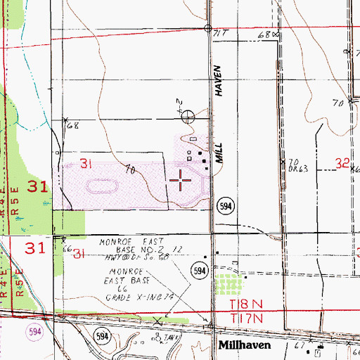 Topographic Map of Ouachita Parish High School, LA