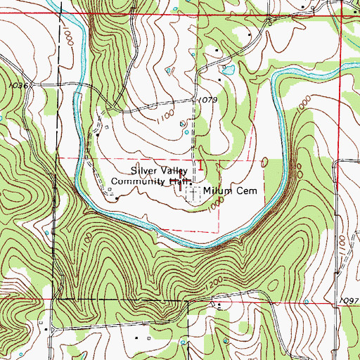 Topographic Map of Silver Valley Community Hall, AR