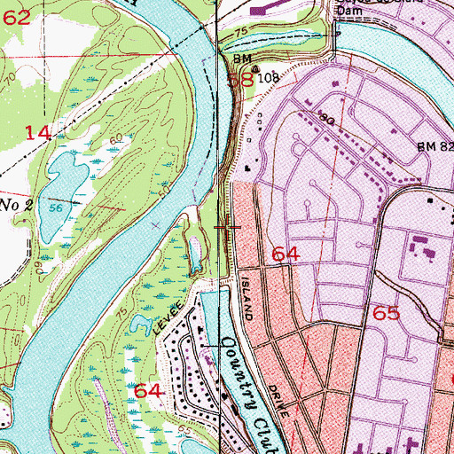 Topographic Map of Pargoud Indian Mound, LA