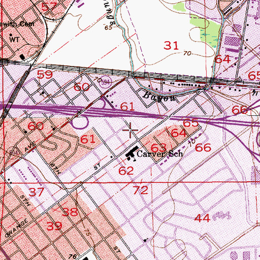 Topographic Map of Peter Rock Baptist Church, LA