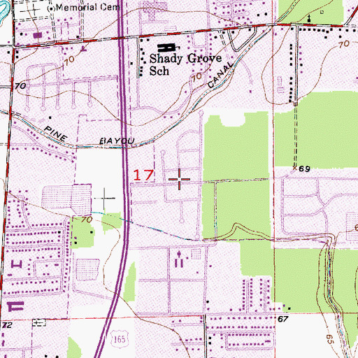 Topographic Map of Pino Bayou Village, LA