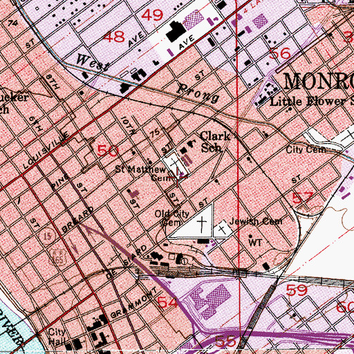 Topographic Map of Progressive Baptist Church, LA