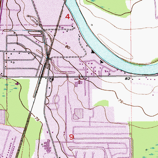 Topographic Map of River Oaks School, LA